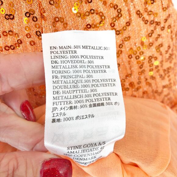 Stine Goya Womens Louiza Sequin Mini Dress Small Orange Drape Sleeveless NWOT - Picture 11 of 11